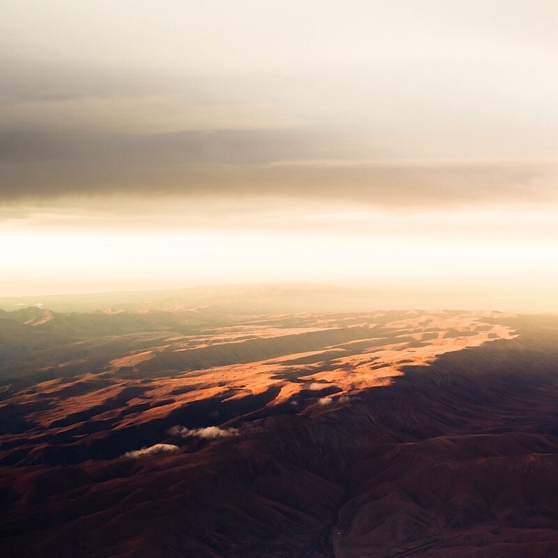 Aerial view of mountainous terrain