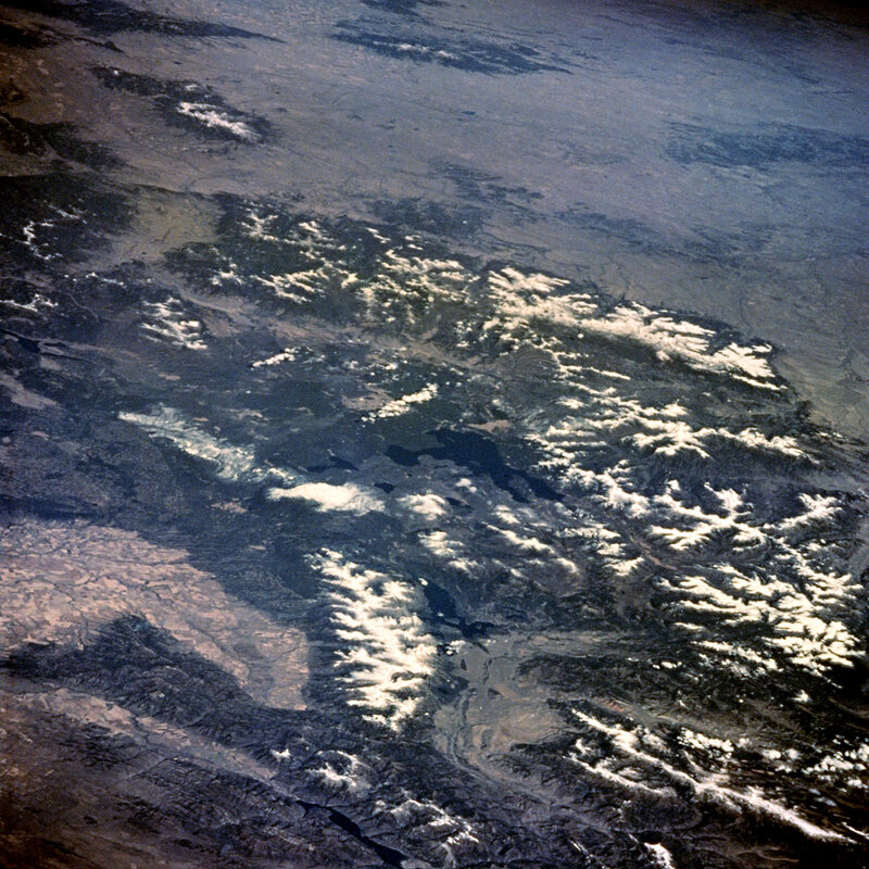 Aerial view of mountainous terrain