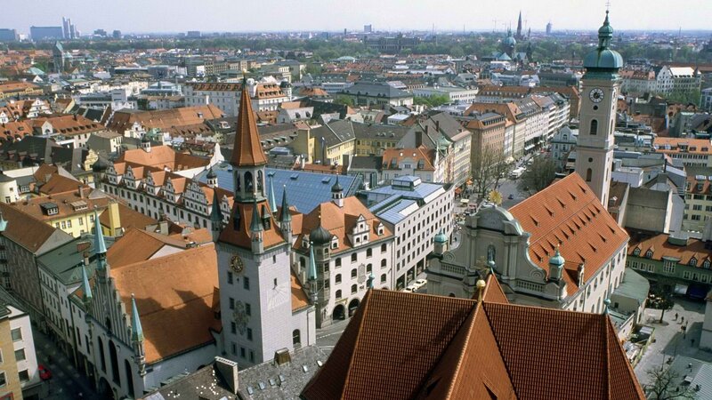 Aerial view of Munich cityscape