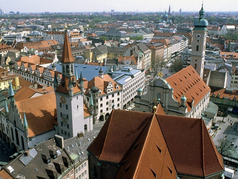 Aerial view of Munich cityscape