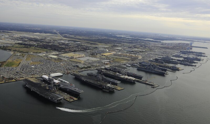 Aerial view of naval base