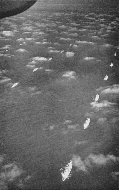 Aerial view of naval fleet