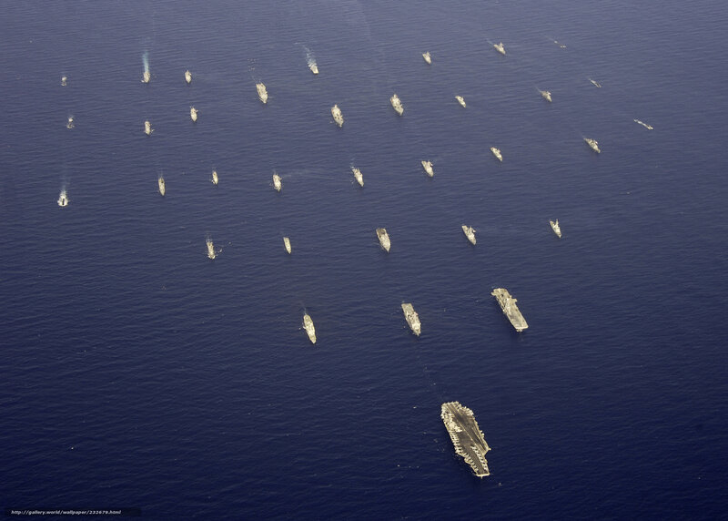 Aerial view of naval fleet
