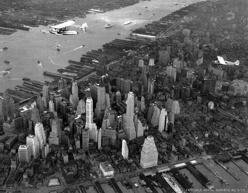 Aerial View of New York City — Black, Historical