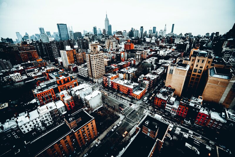 Aerial View of New York City — Gray, Dramatic, Winter