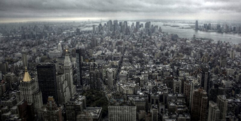 Aerial View of New York City — Gray, Overcast