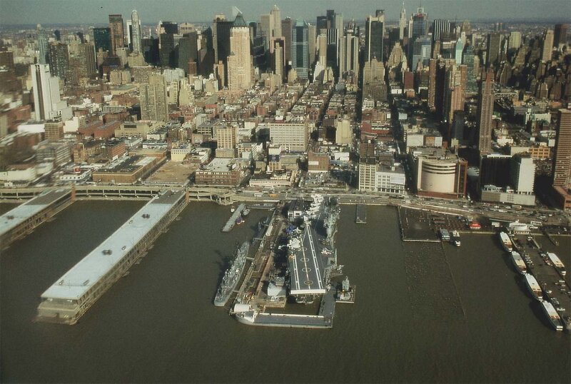 Aerial view of NYC harbor