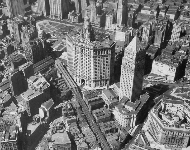 Aerial view of NYC skyscrapers