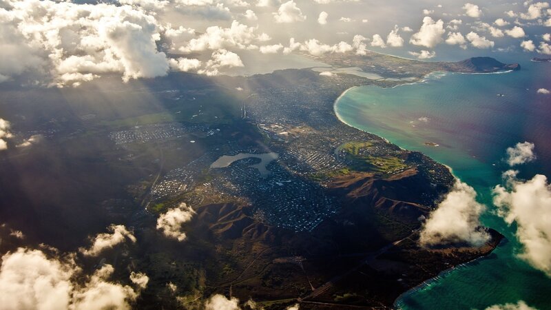 Aerial View of Oahu — Blue