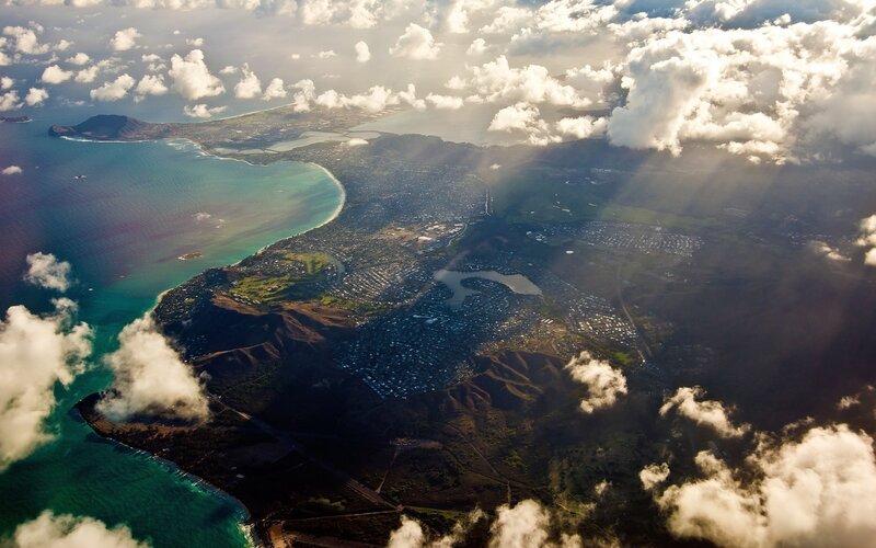 Aerial view of Oahu island