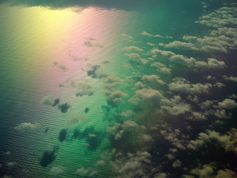 Aerial view of ocean and clouds