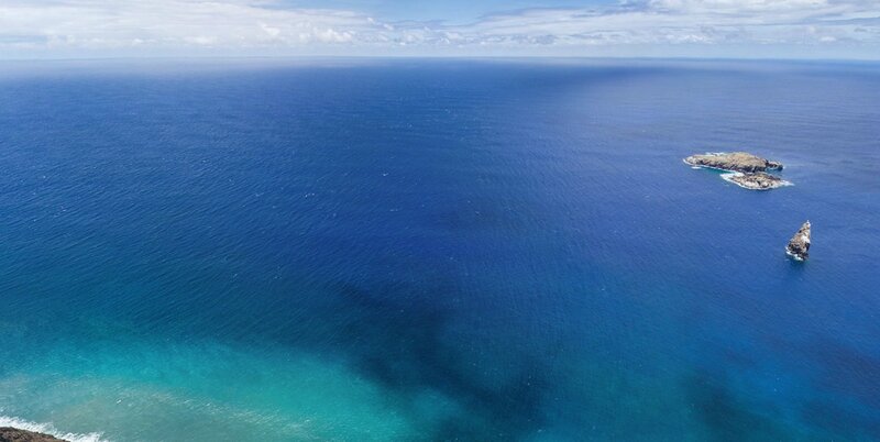 Aerial view of ocean and islands