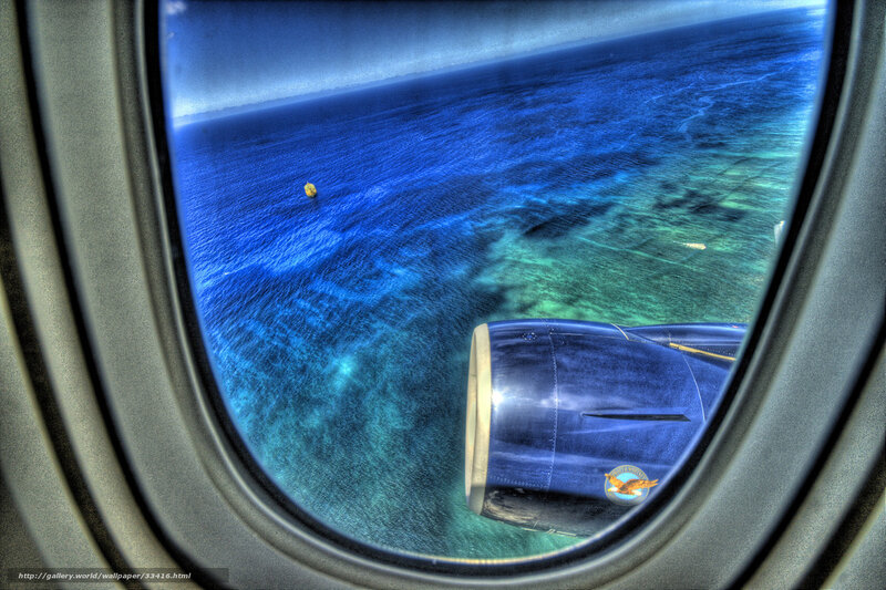 Aerial view of ocean from airplane