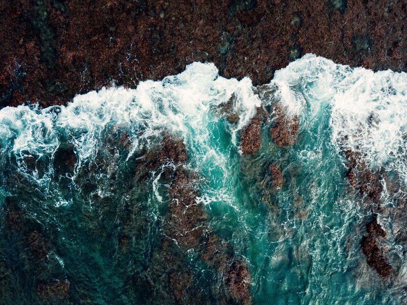 Aerial view of ocean waves