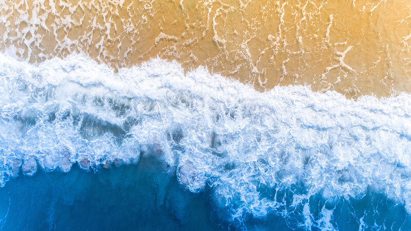 Aerial View of Ocean Waves — Blue, Calm, Photograph
