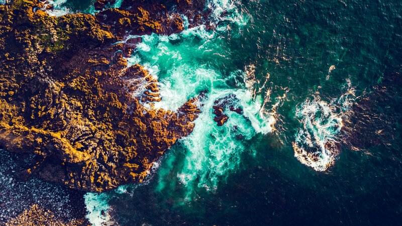 Aerial View of Ocean Waves — Blue, Dramatic, Afternoon, Photograph