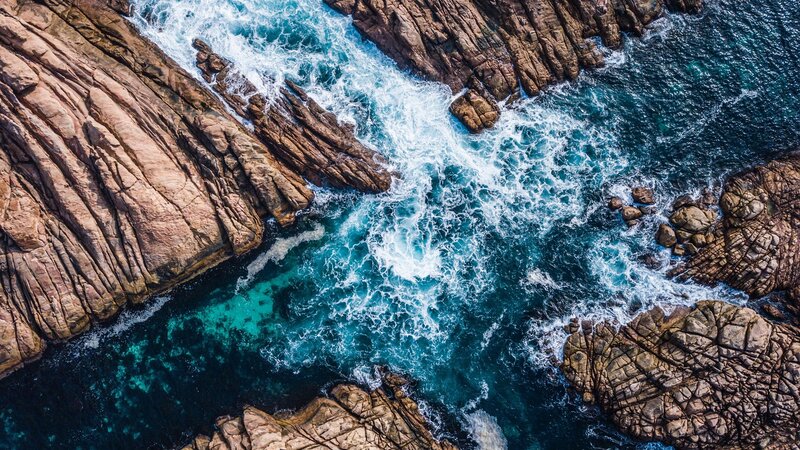 Aerial View of Ocean Waves — Blue, Dramatic, Afternoon