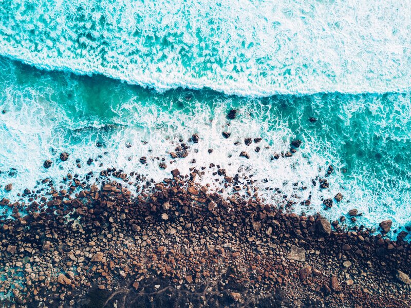 Aerial View of Ocean Waves — Blue, Dynamic