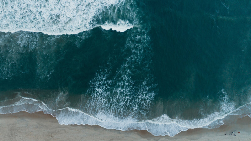 Aerial View of Ocean Waves — Blue, Serene, Photograph, Beach