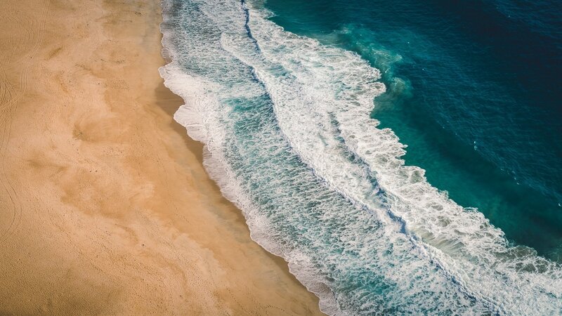 Aerial View of Ocean Waves — Blue, Serene