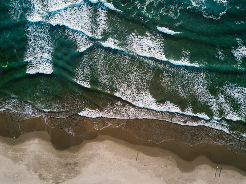 Aerial View of Ocean Waves — Green, Serene