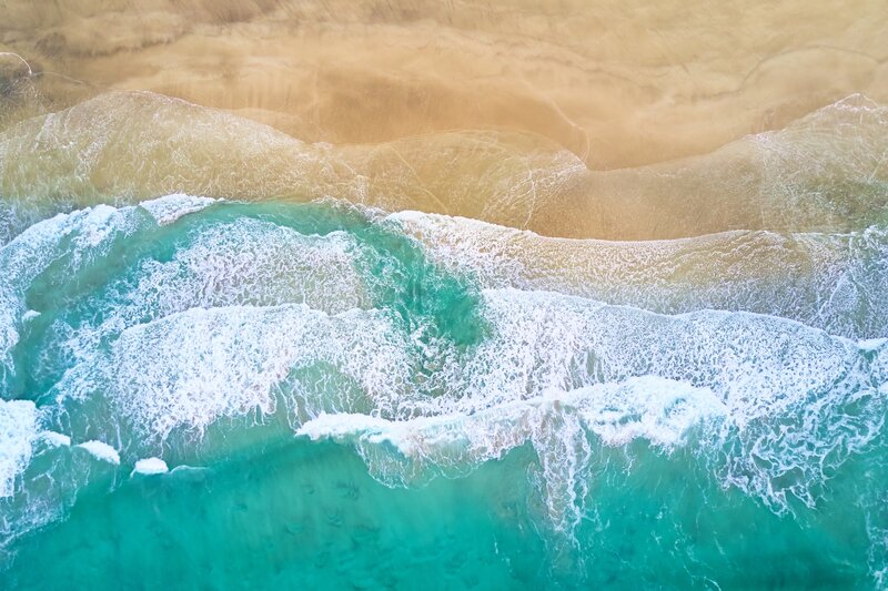 Aerial View of Ocean Waves — Turquoise, Serene