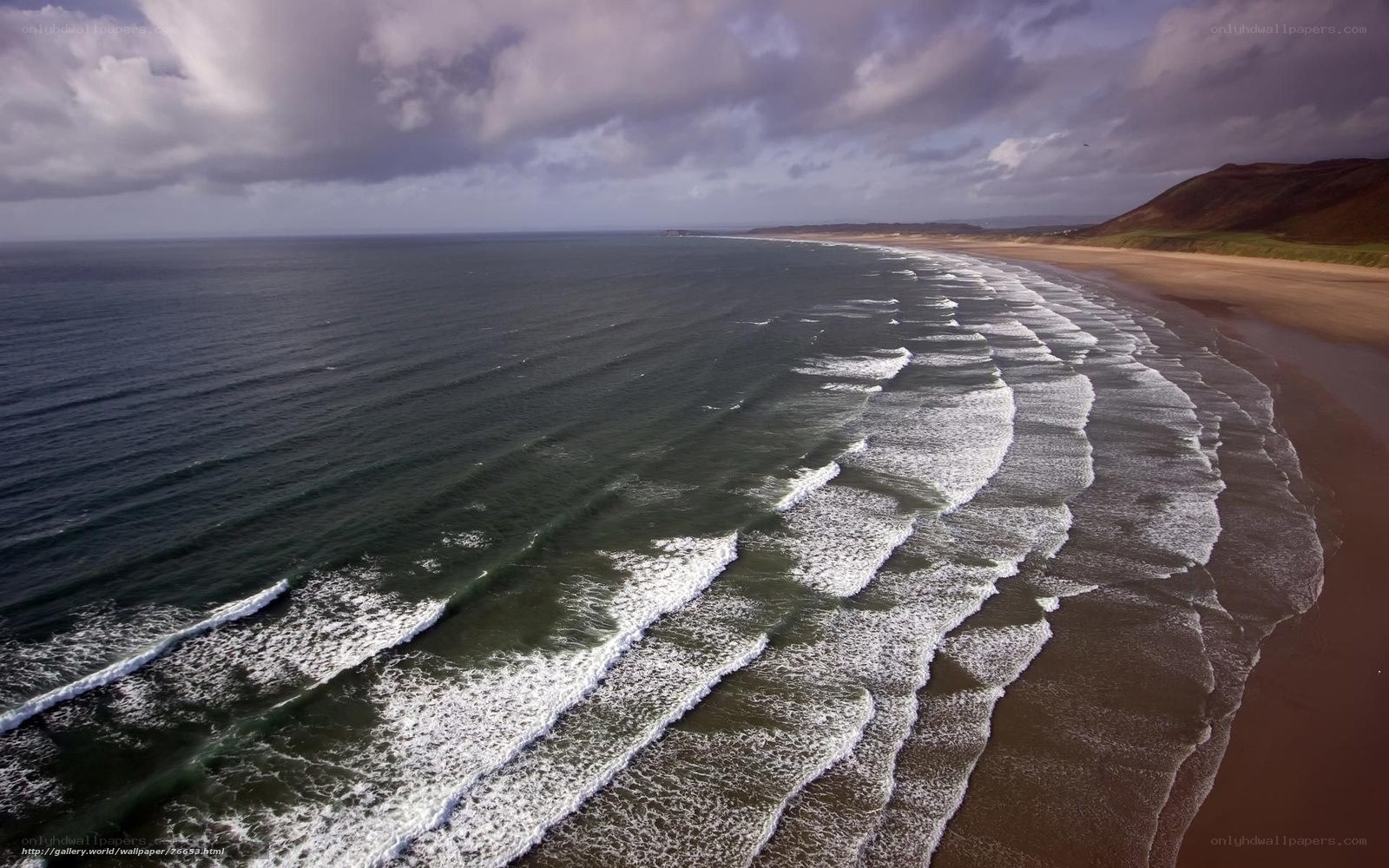 Aerial view of ocean waves