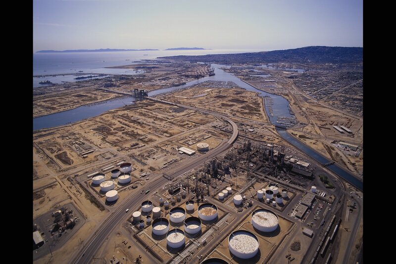Aerial view of oil refinery