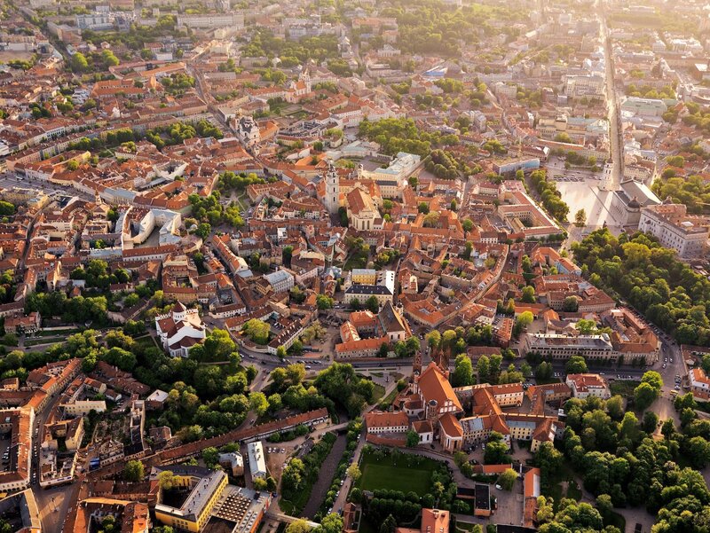 Aerial View of Old Town — Orange, Serene, Sunset