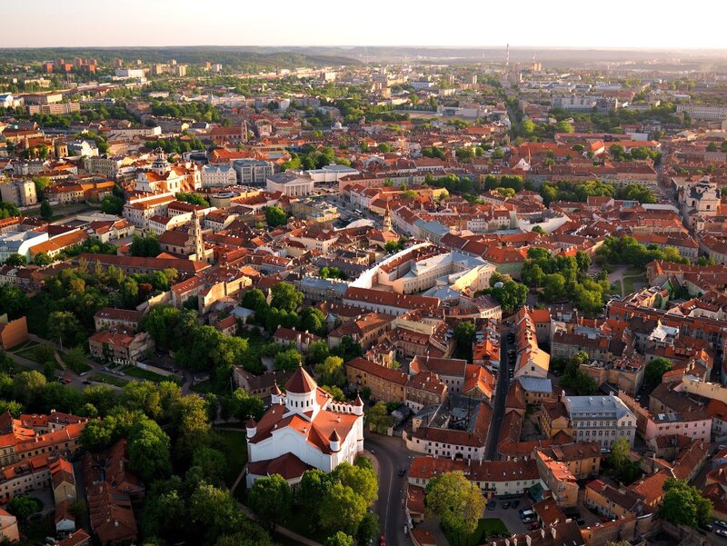 Aerial View of Old Town — Red