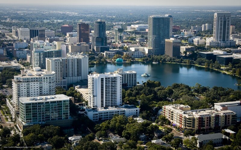 Aerial view of Orlando cityscape