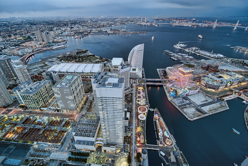 Aerial View of Osaka Bay — Blue