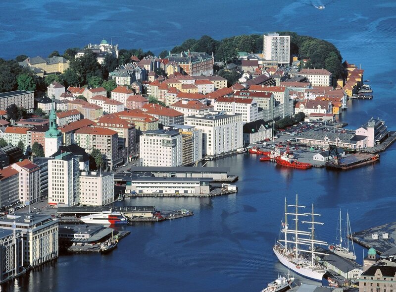 Aerial view of Oslo harbor