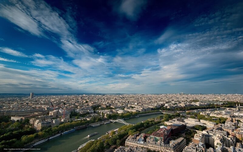 Aerial View of Paris — Blue, Dramatic, Afternoon