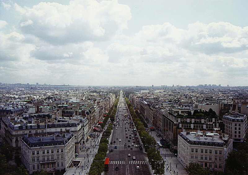 Aerial view of Paris boulevard