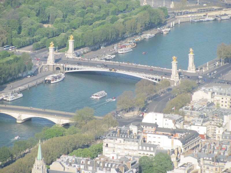 Aerial view of Paris bridges