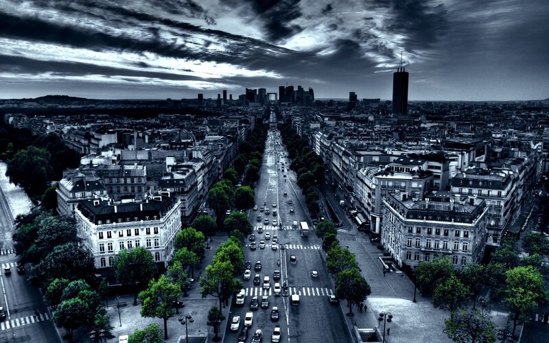 Aerial view of Paris cityscape