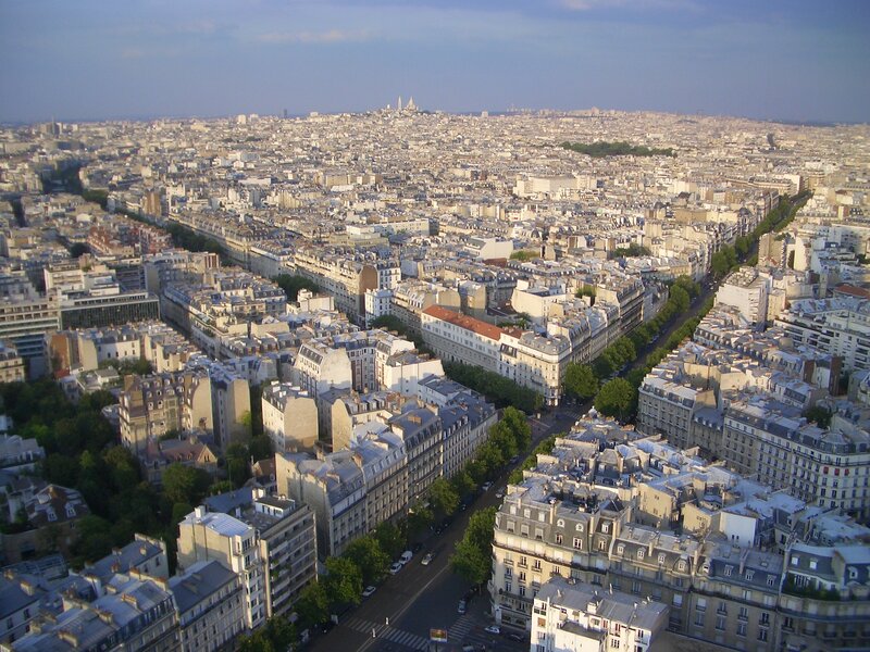 Aerial view of Paris cityscape