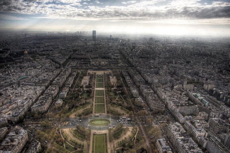 Aerial view of Paris cityscape