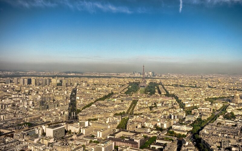 Aerial view of Paris cityscape