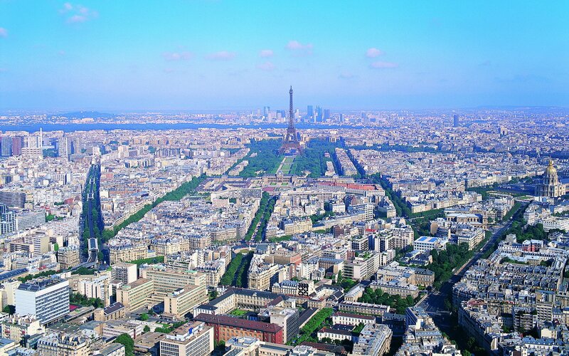 Aerial view of Paris cityscape