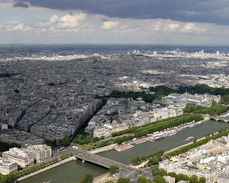 Aerial view of Paris cityscape