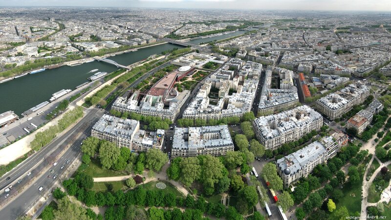 Aerial view of Paris cityscape