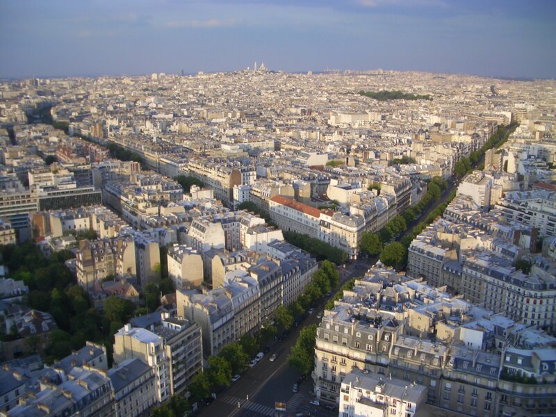 Aerial view of Paris cityscape