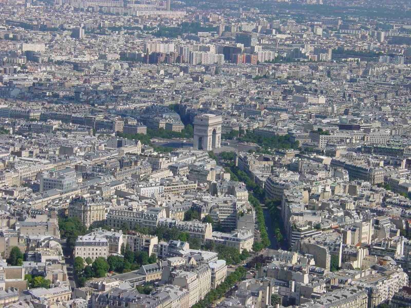 Aerial view of Paris cityscape