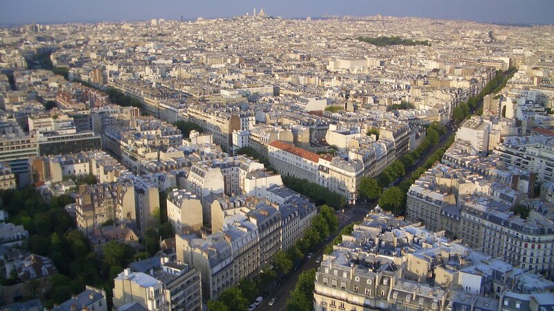 Aerial view of Paris cityscape