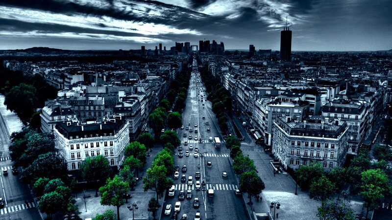 Aerial view of Paris cityscape