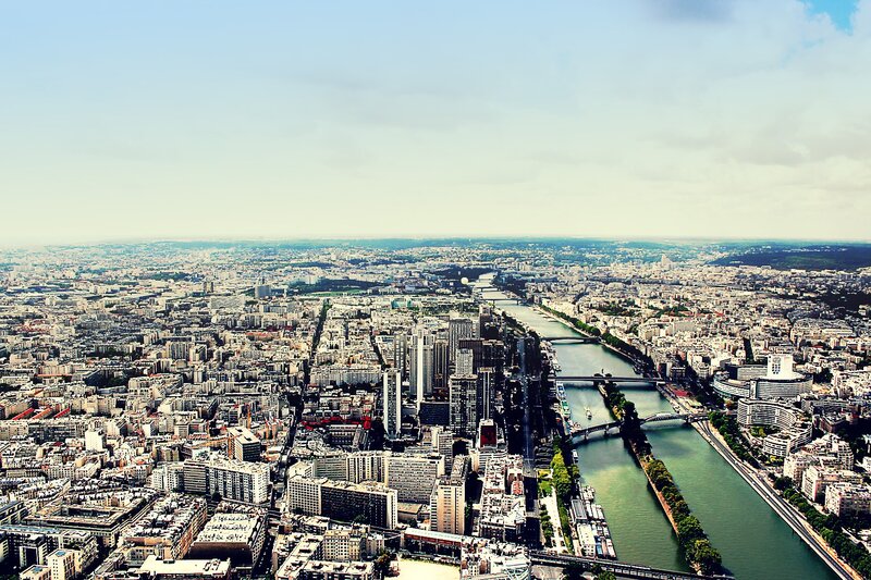 Aerial view of Paris cityscape