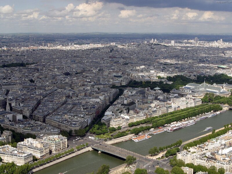 Aerial view of Paris cityscape