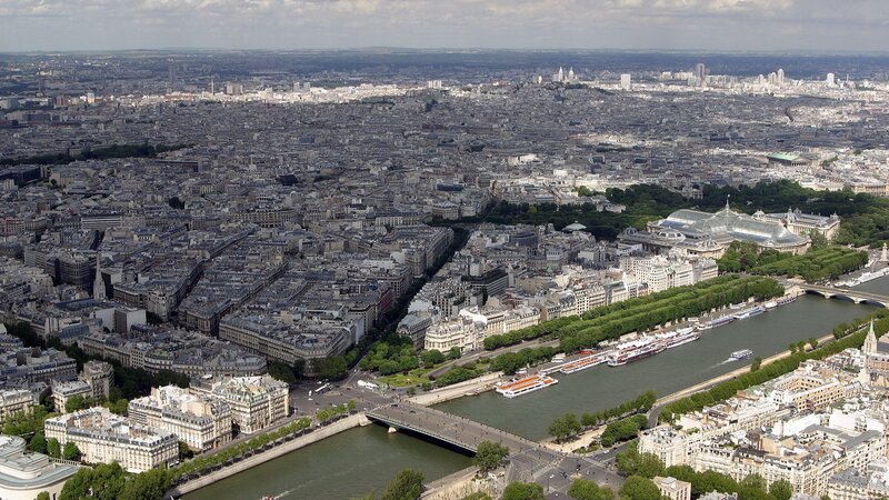 Aerial view of Paris cityscape
